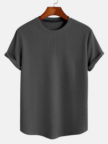 Muscle Fit Arc Hem Ribbed T-Shirt-Mitchell Shoes