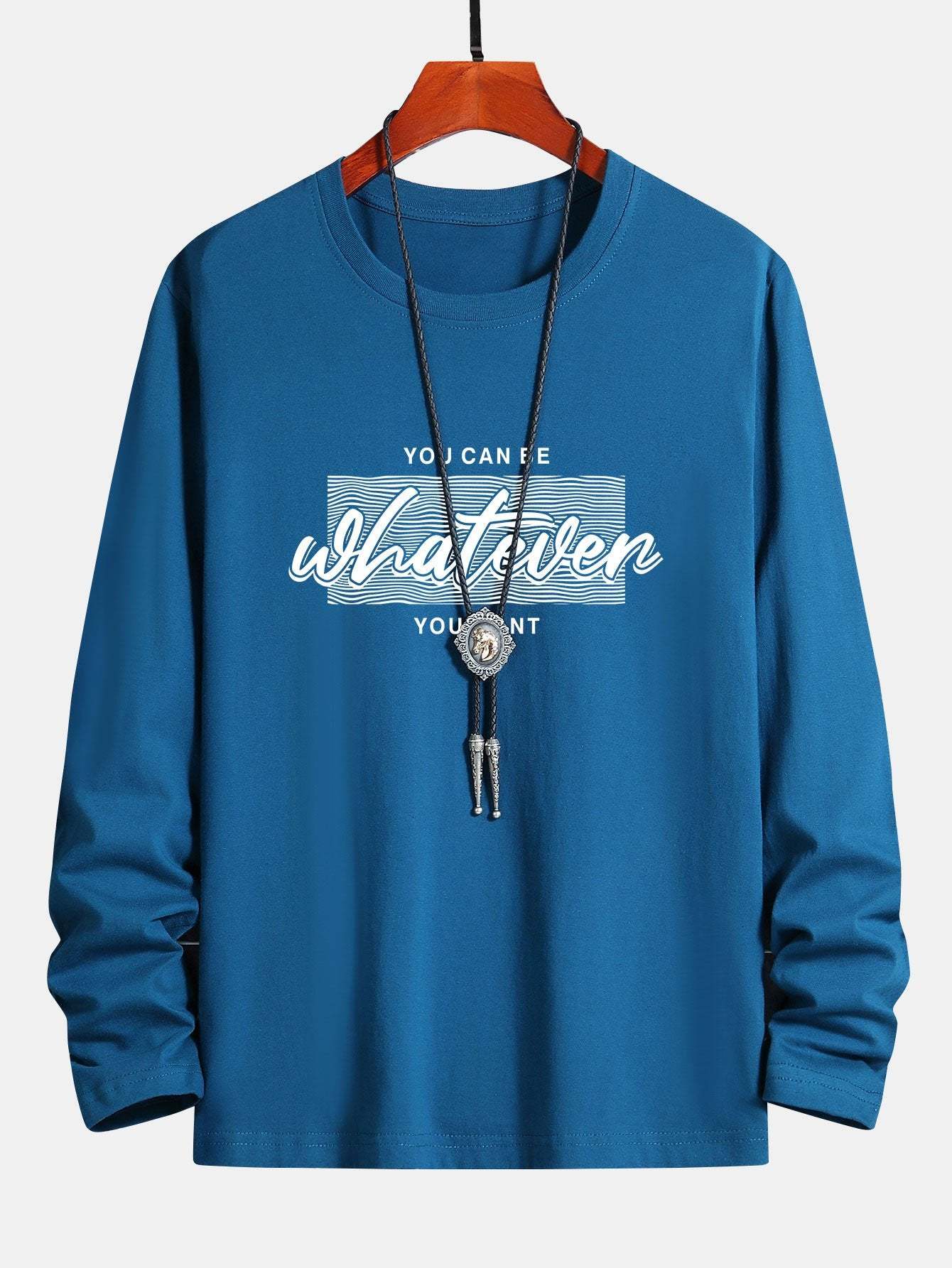 Long Sleeve Slogan Print Cotton T-Shirt-Mitchell Shoes