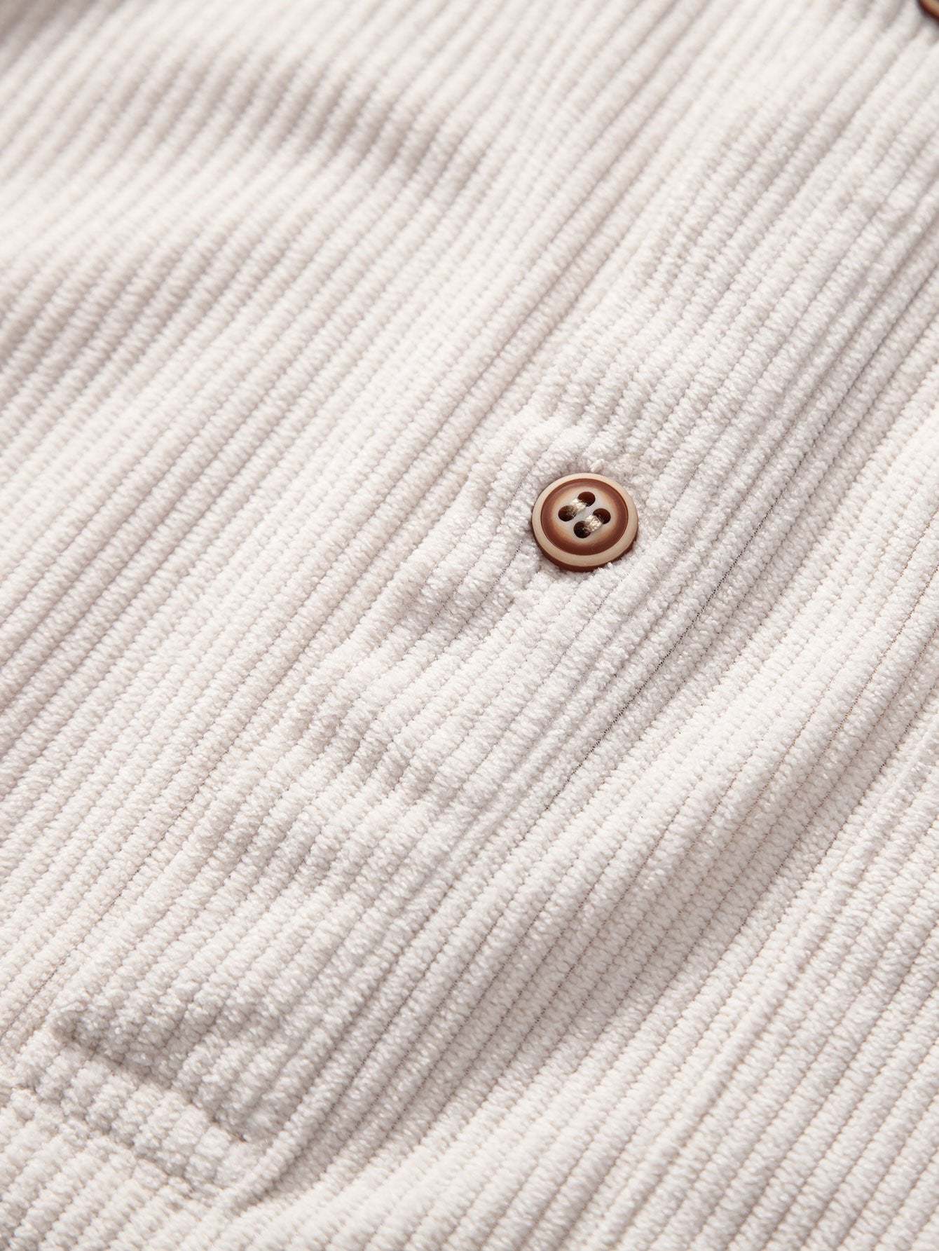 Long Sleeve Polo Collar Corduroy Shirt-Mitchell Shoes