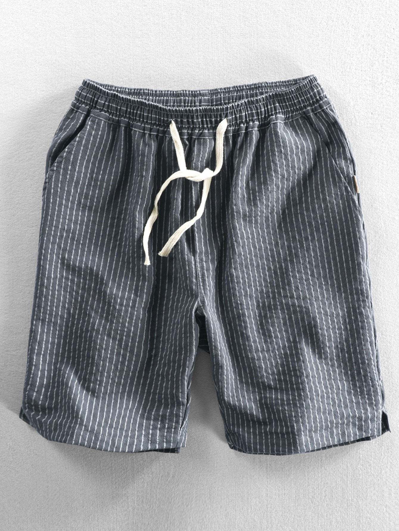 Cotton Drawstring Striped Shorts-Mitchell Shoes