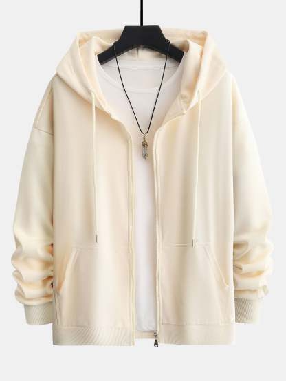 Basic Relax Fit Zip Hoodie-Mitchell Shoes
