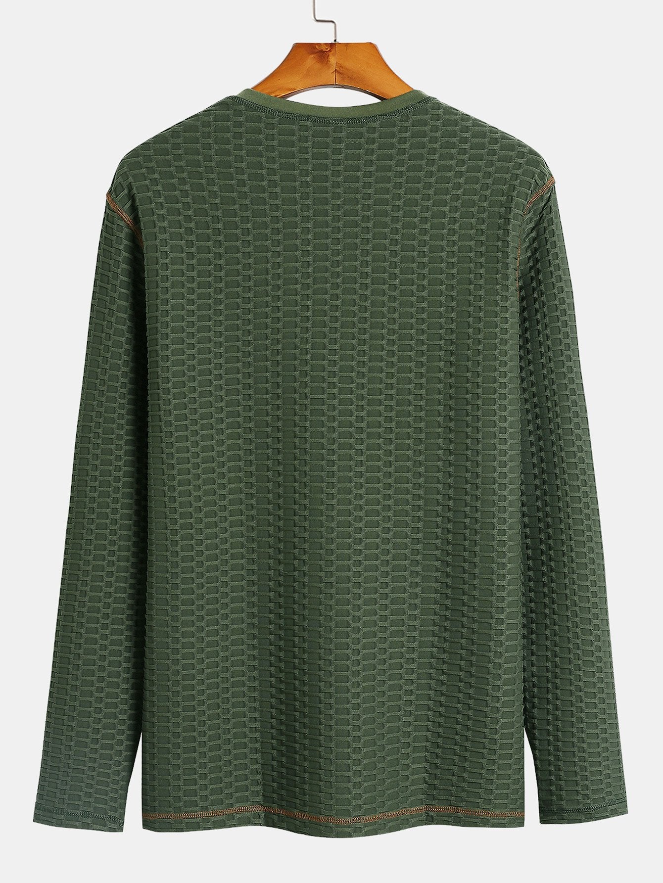 Long Sleeve Muscle Fit Knitted Textured Henley Shirt-Mitchell Shoes