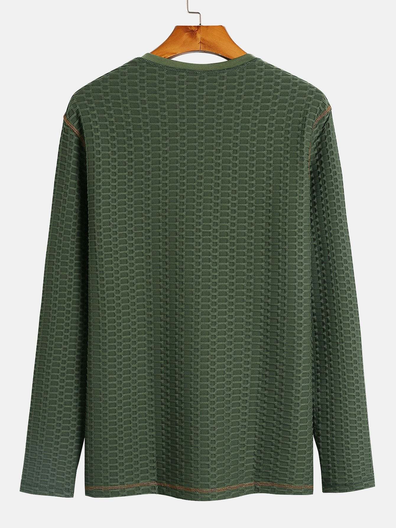 Long Sleeve Muscle Fit Knitted Textured Henley Shirt-Mitchell Shoes