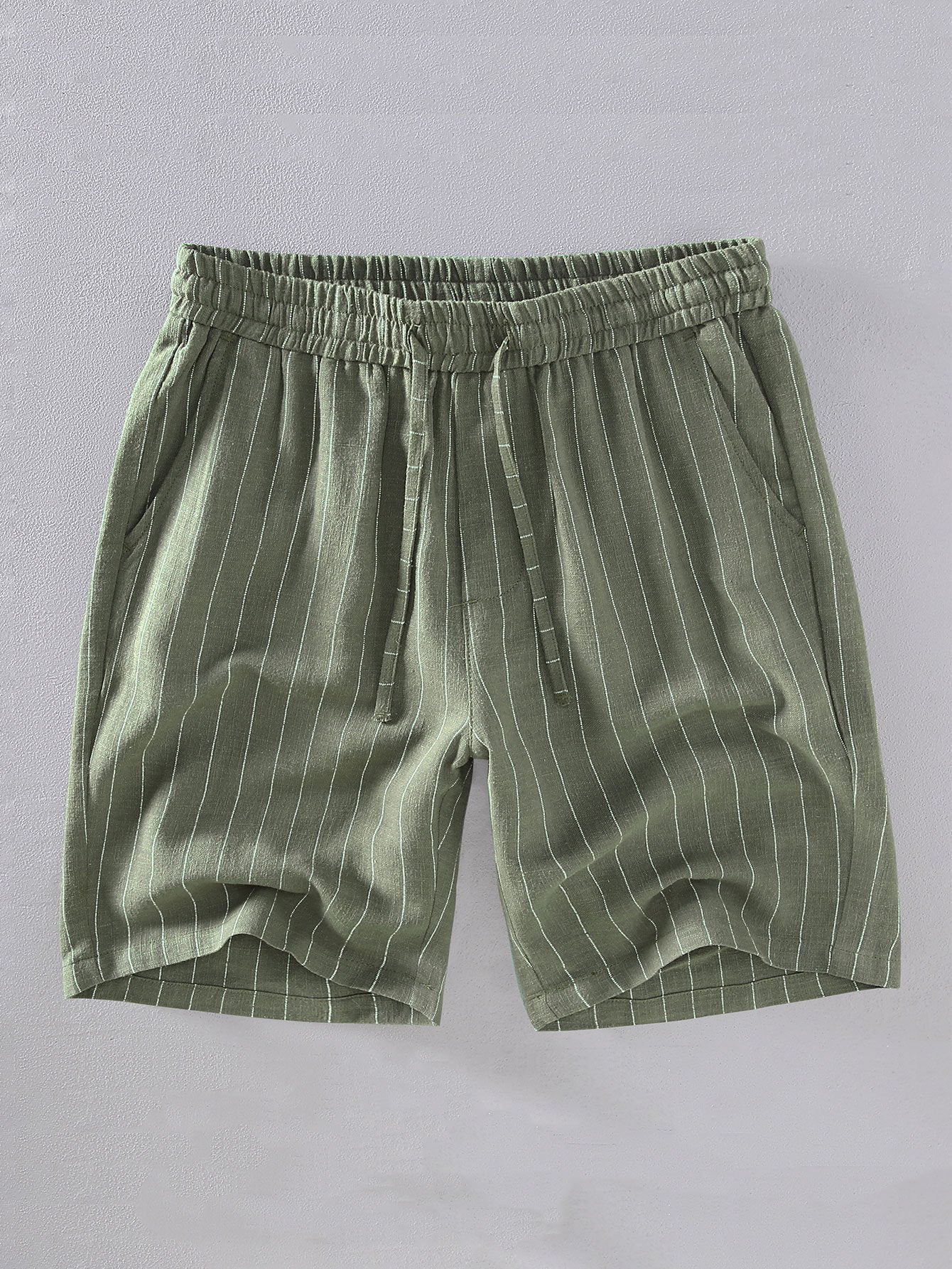 Linen Cotton Blend  Striped Shorts-Mitchell Shoes