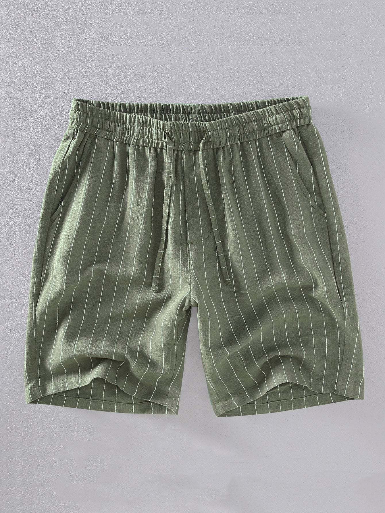 Linen Cotton Blend  Striped Shorts-Mitchell Shoes