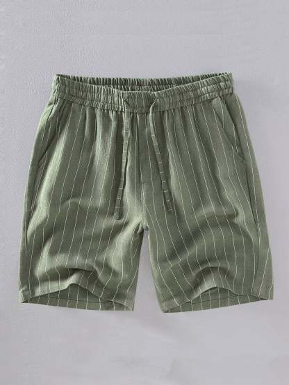 Linen Cotton Blend  Striped Shorts-Mitchell Shoes