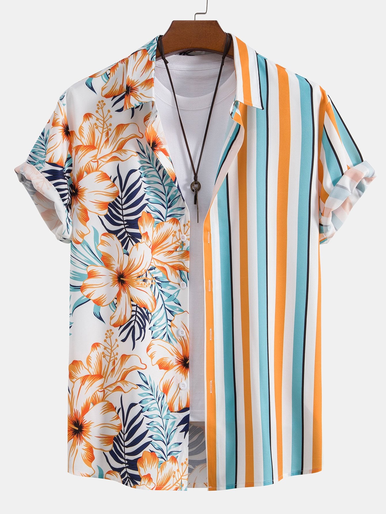 Tropical Stripe Panel Shirt-Mitchell Shoes