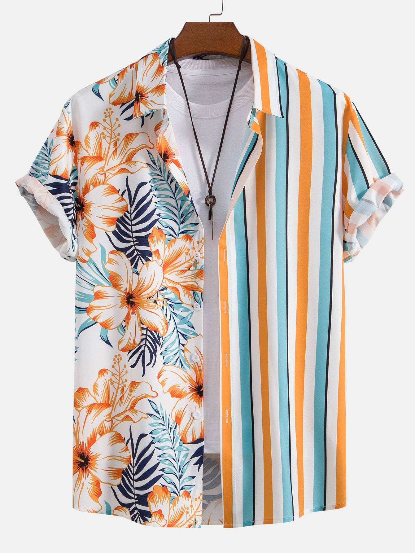 Tropical Stripe Panel Shirt-Mitchell Shoes