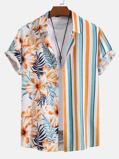 Tropical Stripe Panel Shirt-Mitchell Shoes