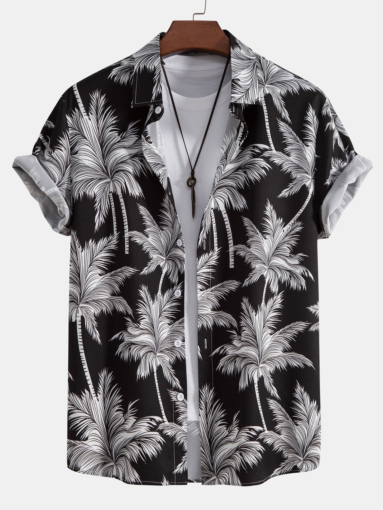 Palm Tree Print Button Up Shirt-Mitchell Shoes