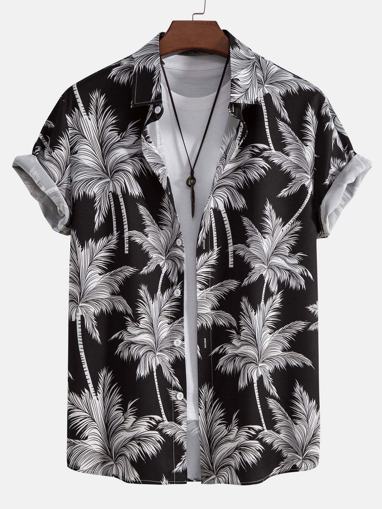Palm Tree Print Button Up Shirt-Mitchell Shoes