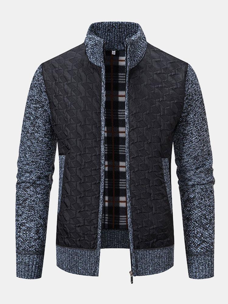 Quilted Jacquard Zip Up Sweater-Mitchell Shoes