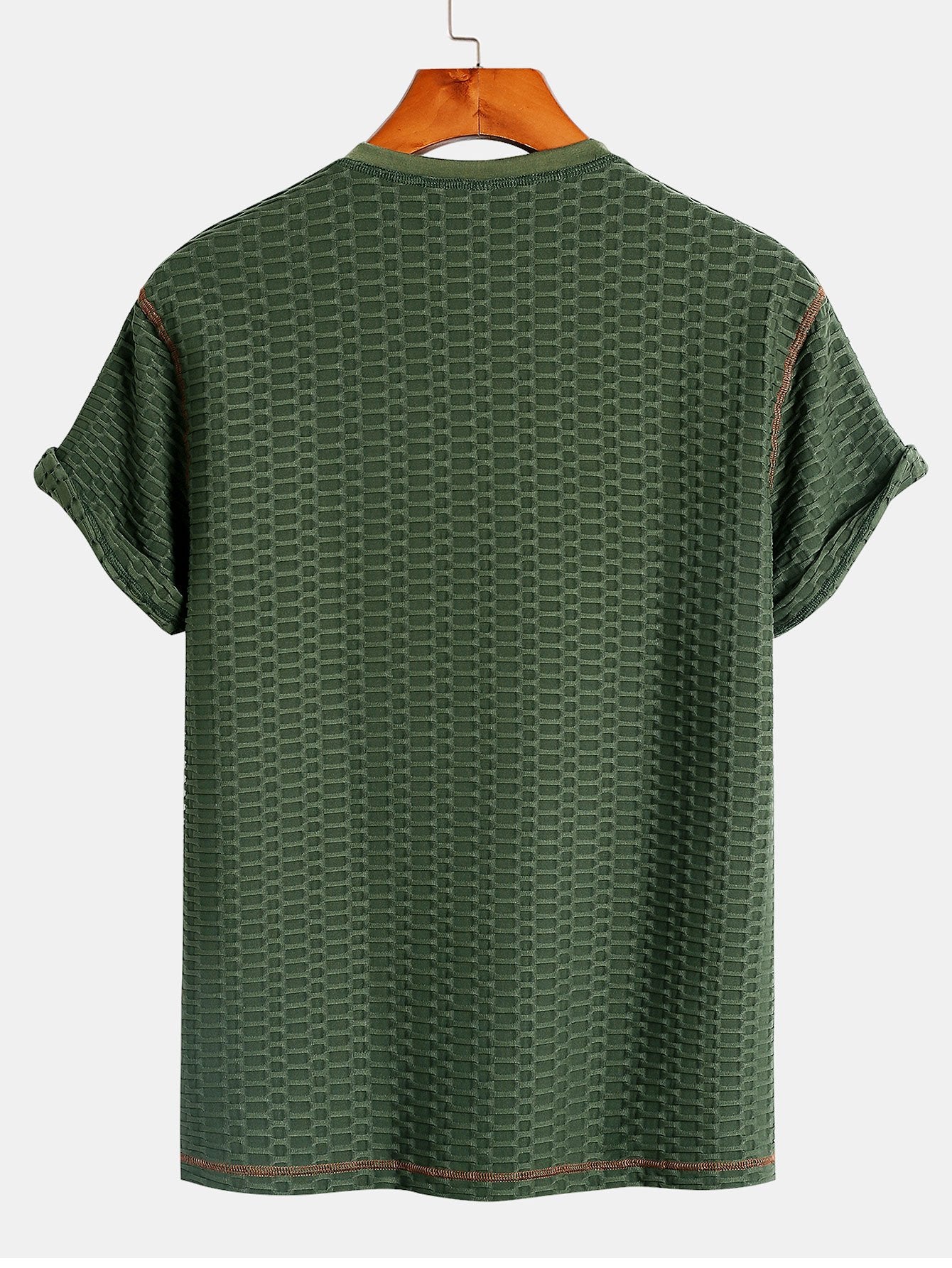 Muscle Fit Knitted Textured Henley Shirt-Mitchell Shoes