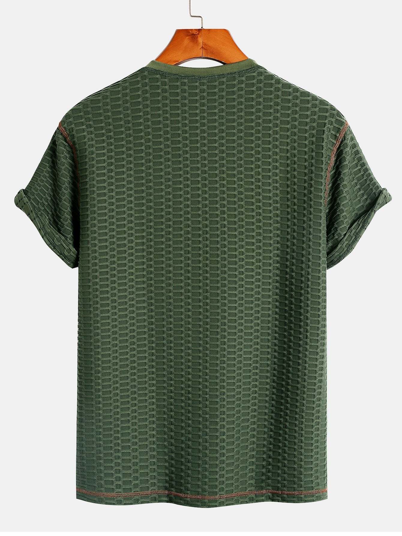 Muscle Fit Knitted Textured Henley Shirt-Mitchell Shoes