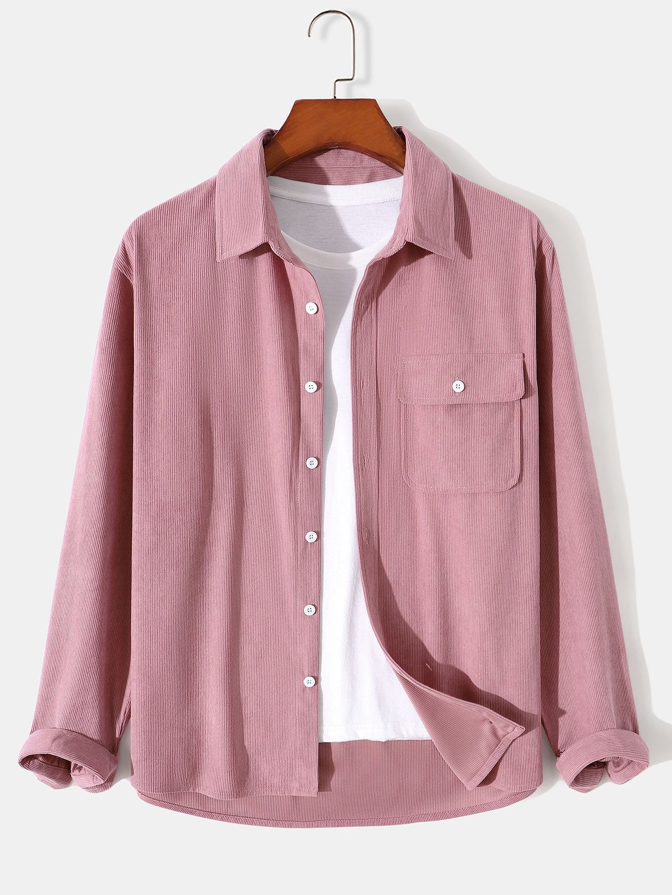 Long Sleeve Flap Pocket Corduroy Shirt-Mitchell Shoes
