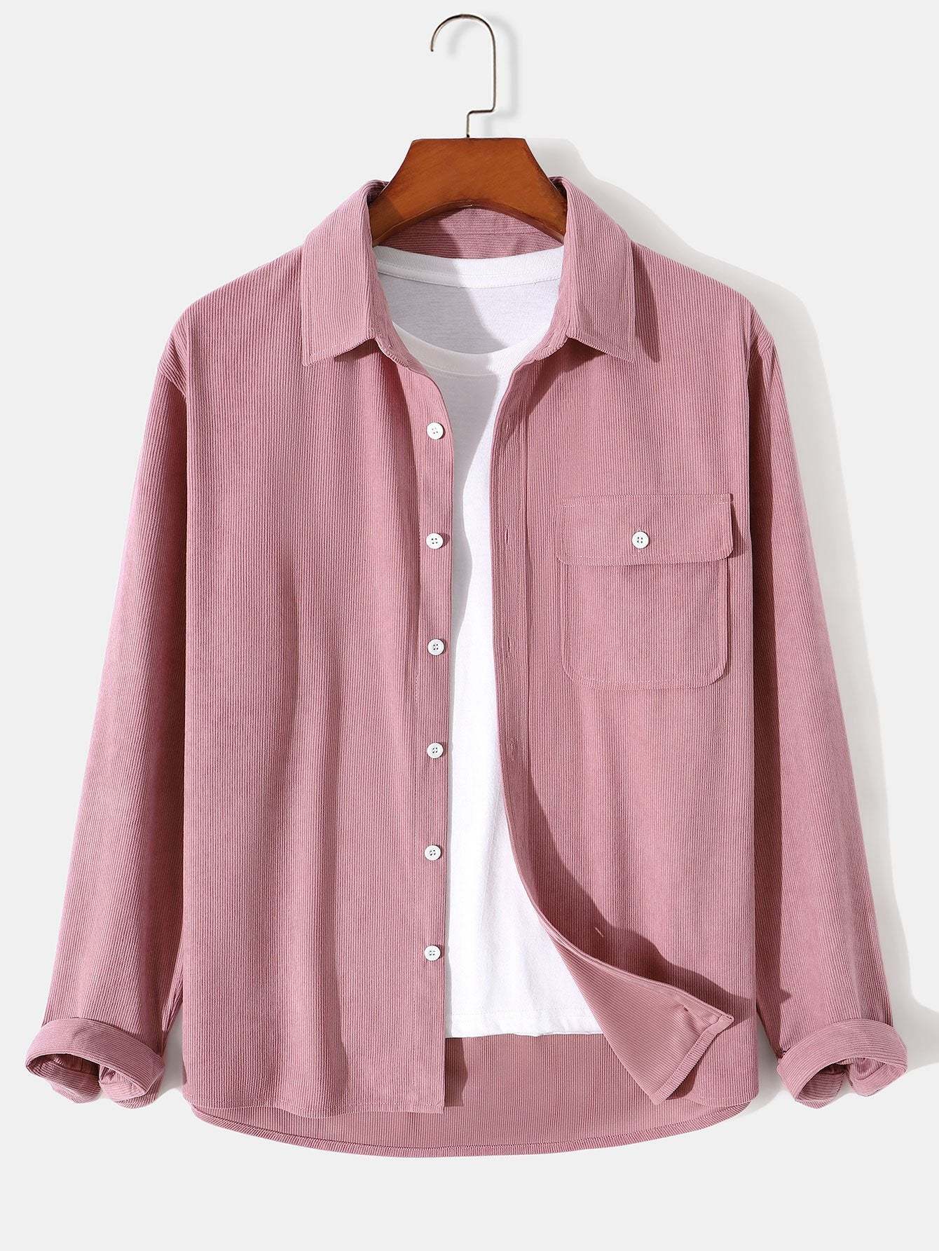 Long Sleeve Flap Pocket Corduroy Shirt-Mitchell Shoes