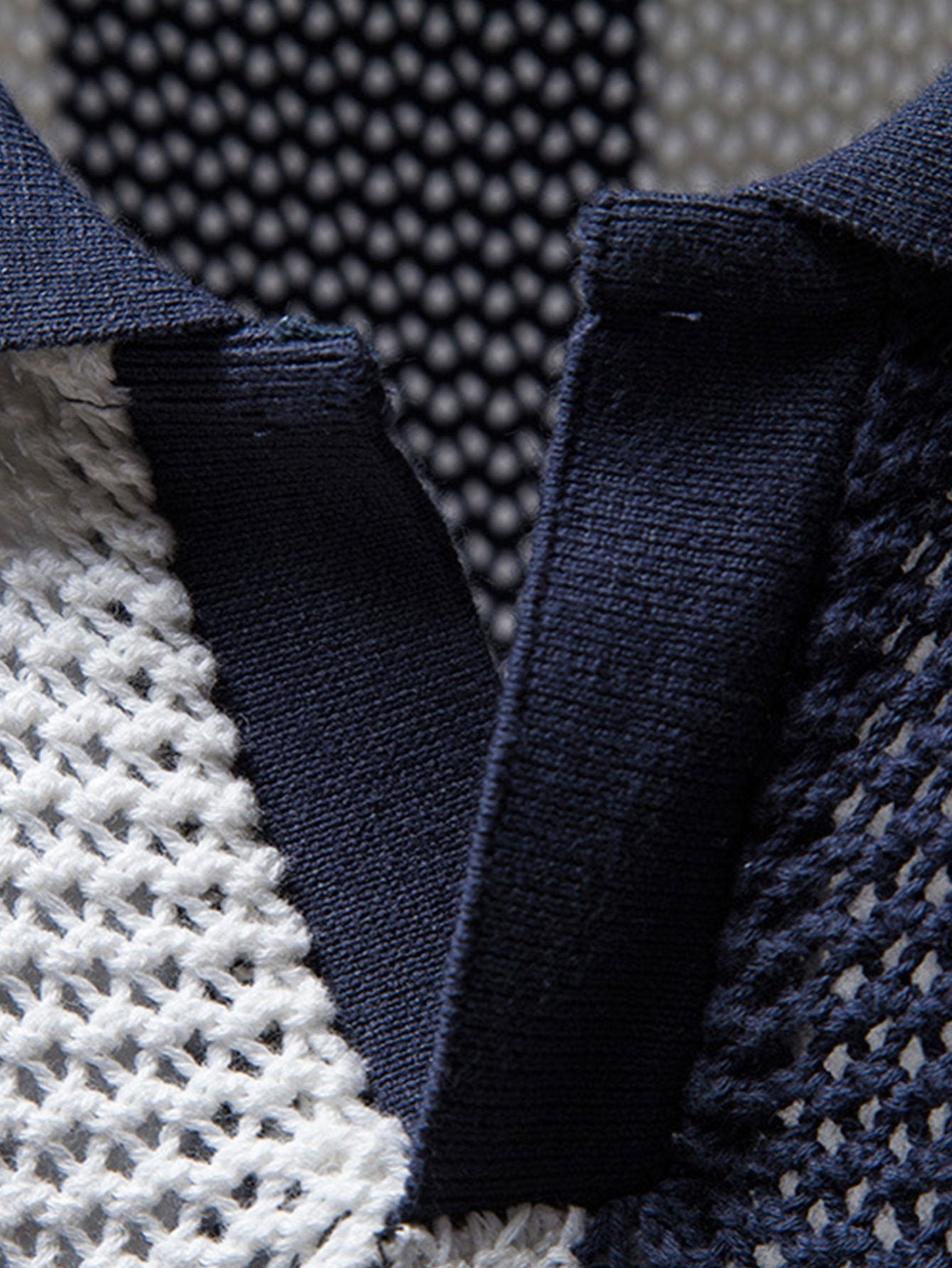 V Neck Striped Knit Polo Shirt-Mitchell Shoes