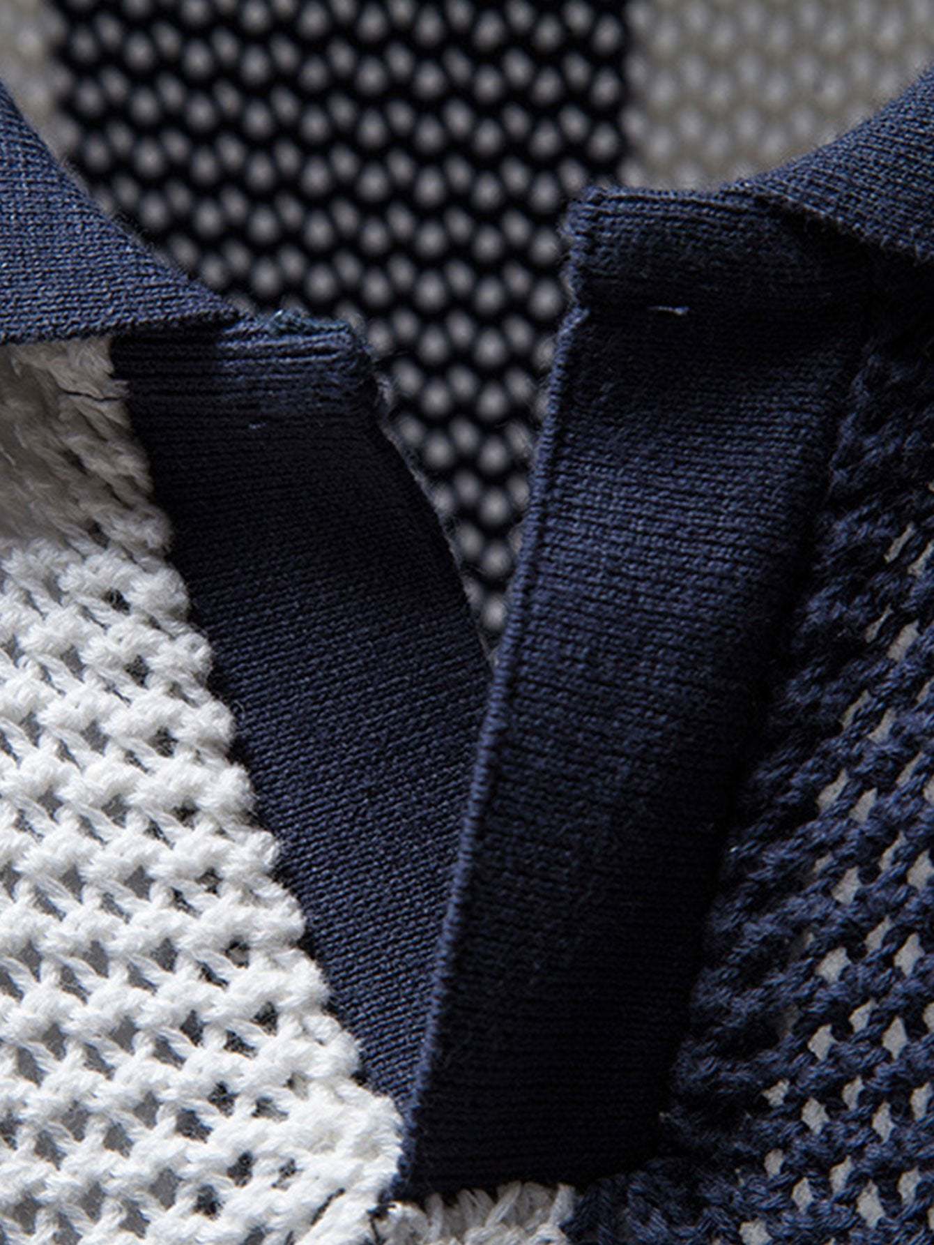 V Neck Striped Knit Polo Shirt-Mitchell Shoes
