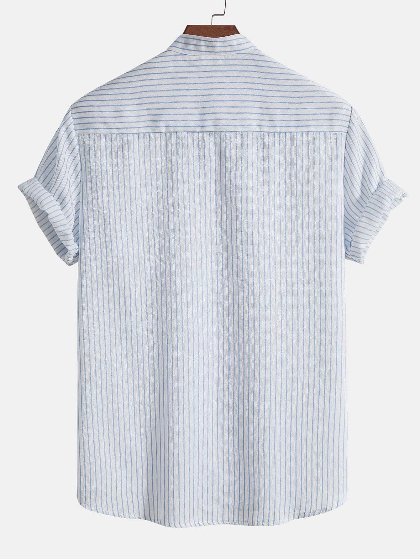 Striped Stand Collar Shirt-Mitchell Shoes