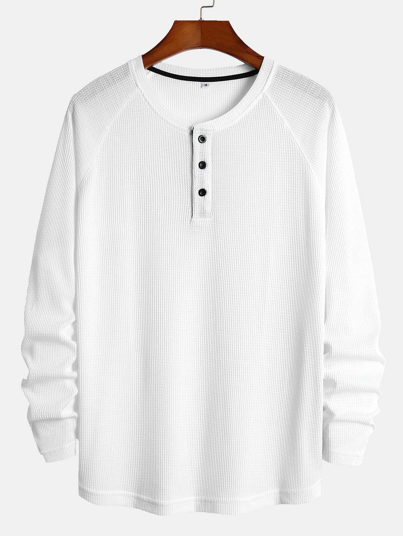 Long Sleeve Arc Hem Waffle Henley Shirt-Mitchell Shoes