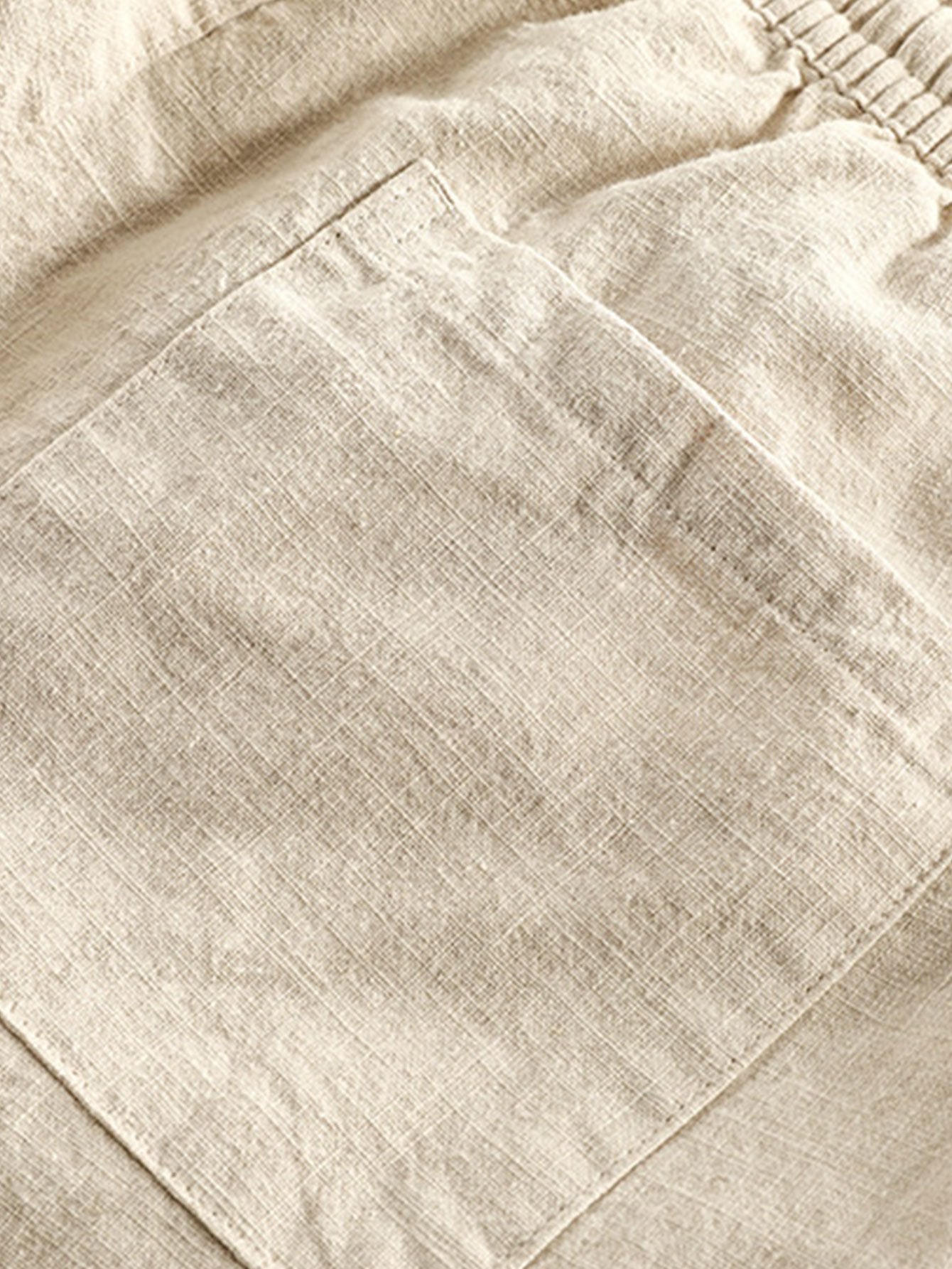 Linen Look Short Sleeve Stand Collar Shirt & Linen Cotton Blend Cropped Pants-Mitchell Shoes