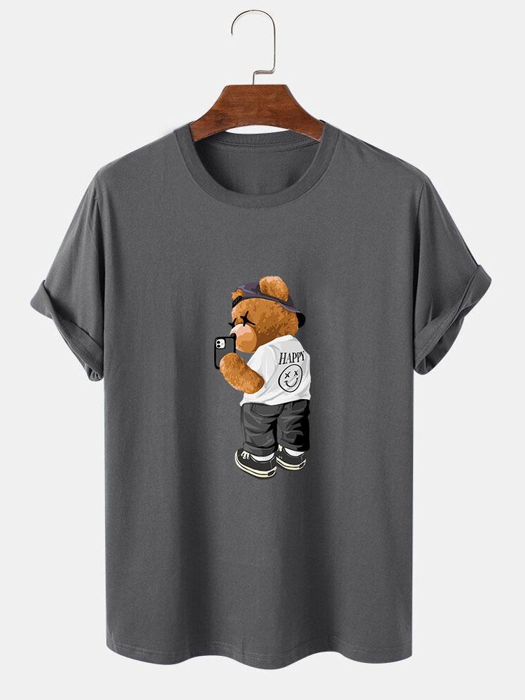 Selfie Bear Print Print T-Shirt-Mitchell Shoes
