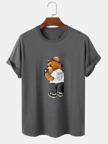Selfie Bear Print Print T-Shirt-Mitchell Shoes