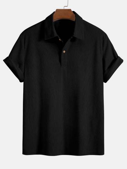 Short Sleeve Corduroy Polo Shirt-Mitchell Shoes