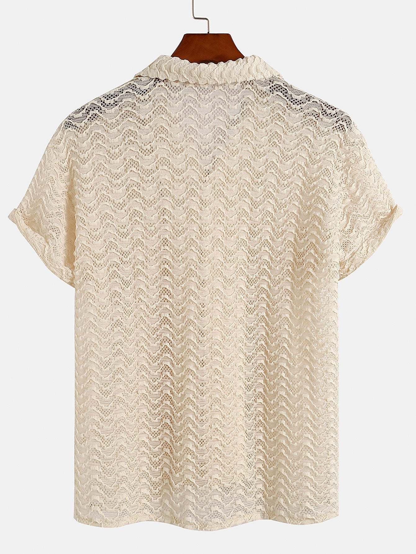 Wavy Jacquard Textured Cuban Shirt-Mitchell Shoes
