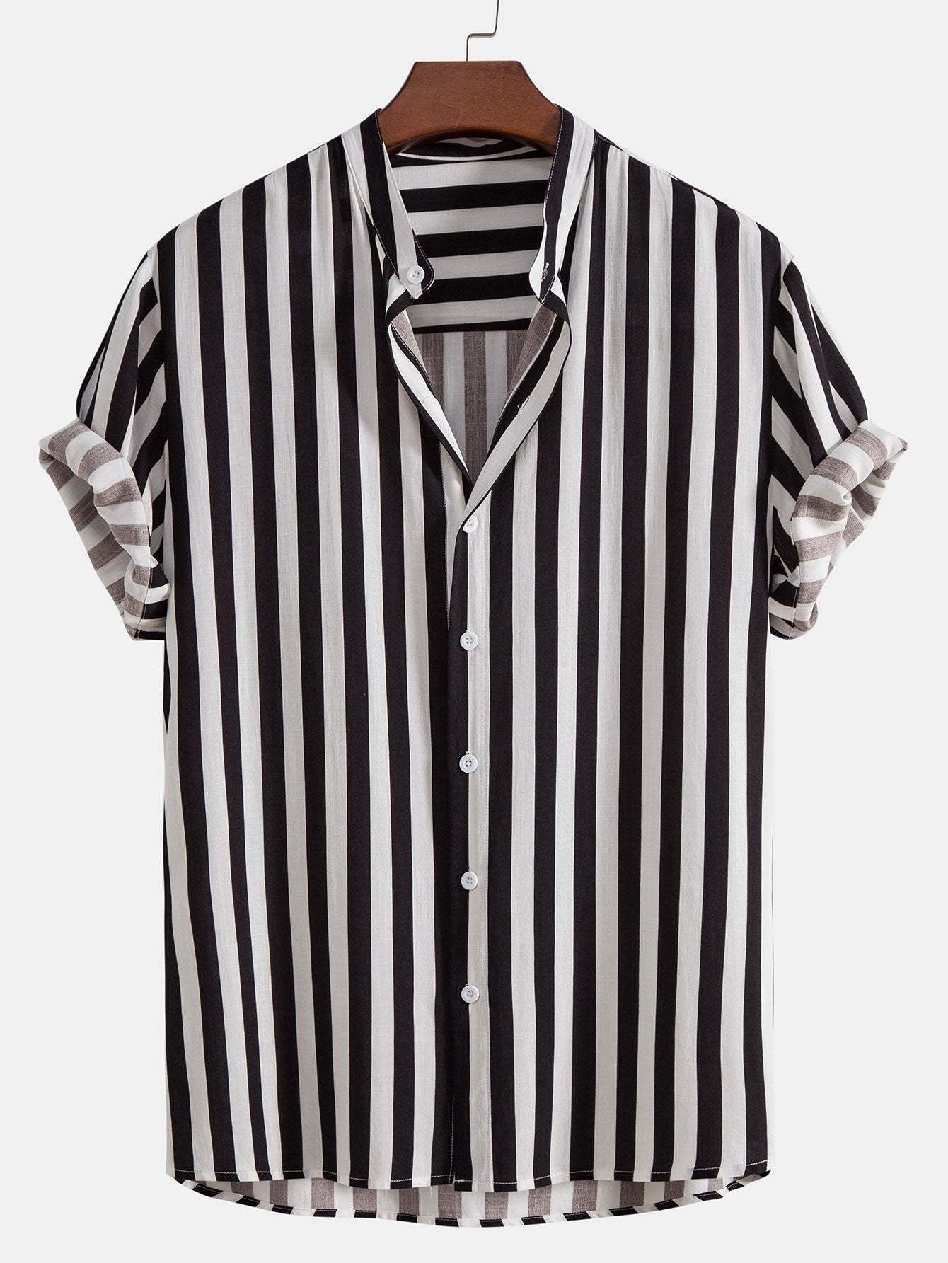Striped Stand Collar Shirt & Swim Shorts-Mitchell Shoes