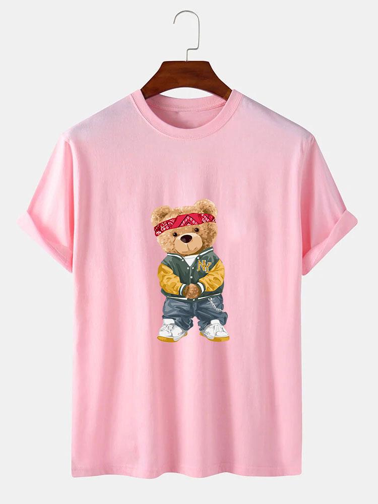 Hip Hop Bear Print T-Shirt-Mitchell Shoes