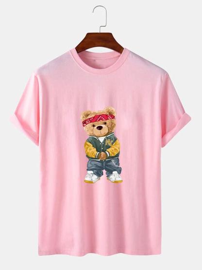 Hip Hop Bear Print T-Shirt-Mitchell Shoes