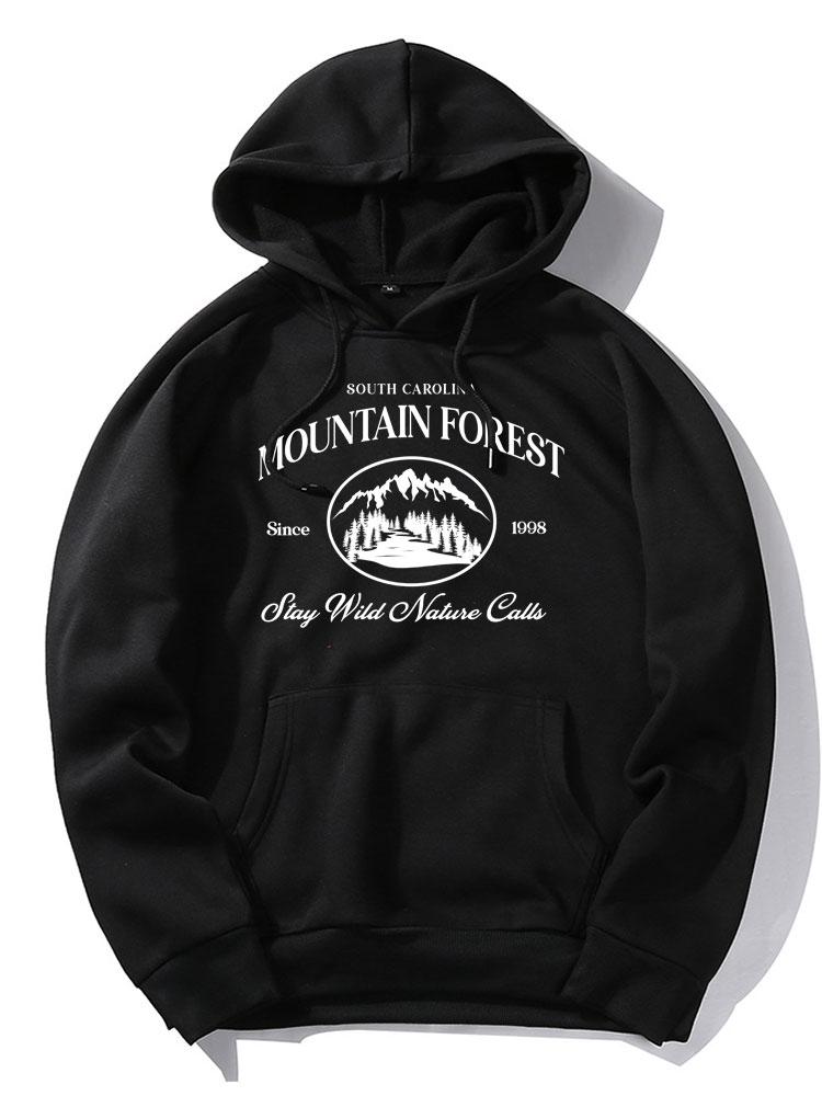 Mountain Slogan Print Hoodie-Mitchell Shoes