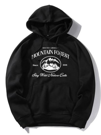 Mountain Slogan Print Hoodie-Mitchell Shoes