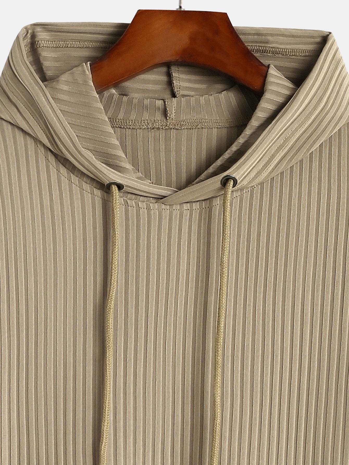 Muscle Fit Long Sleeved Ribbed Hooded T-Shirt-Mitchell Shoes
