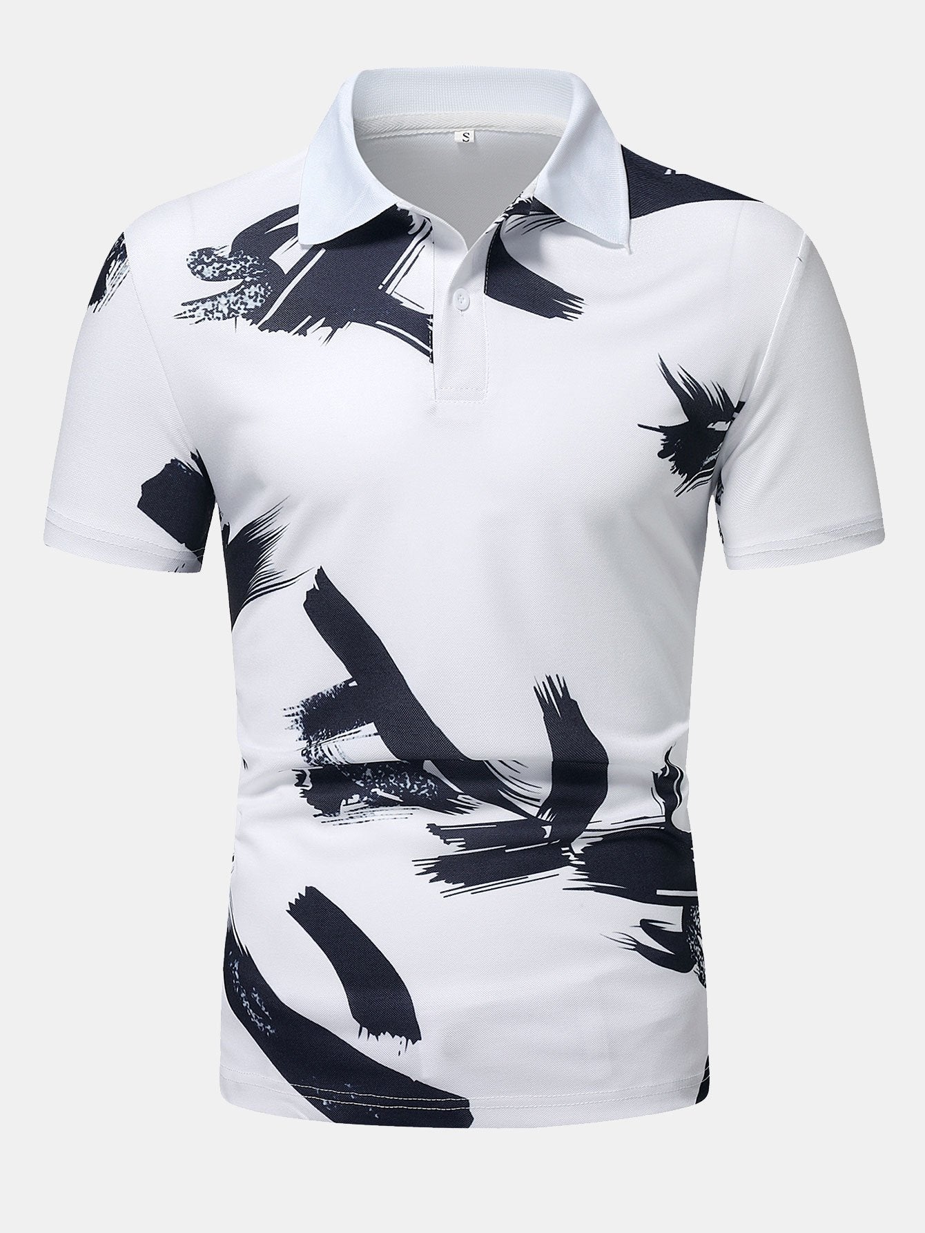 Brushstroke Print Polo Shirt-Mitchell Shoes