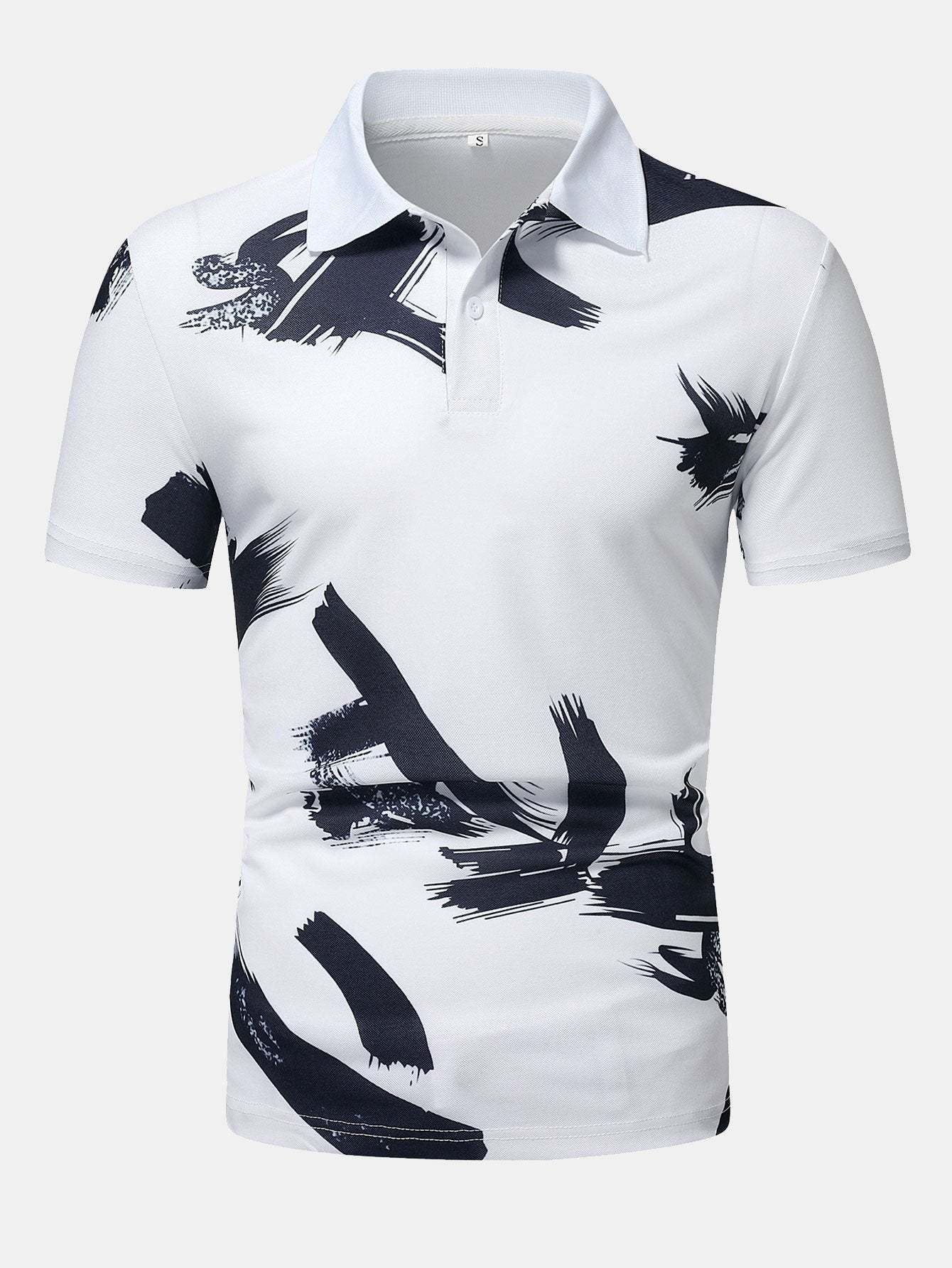 Brushstroke Print Polo Shirt-Mitchell Shoes