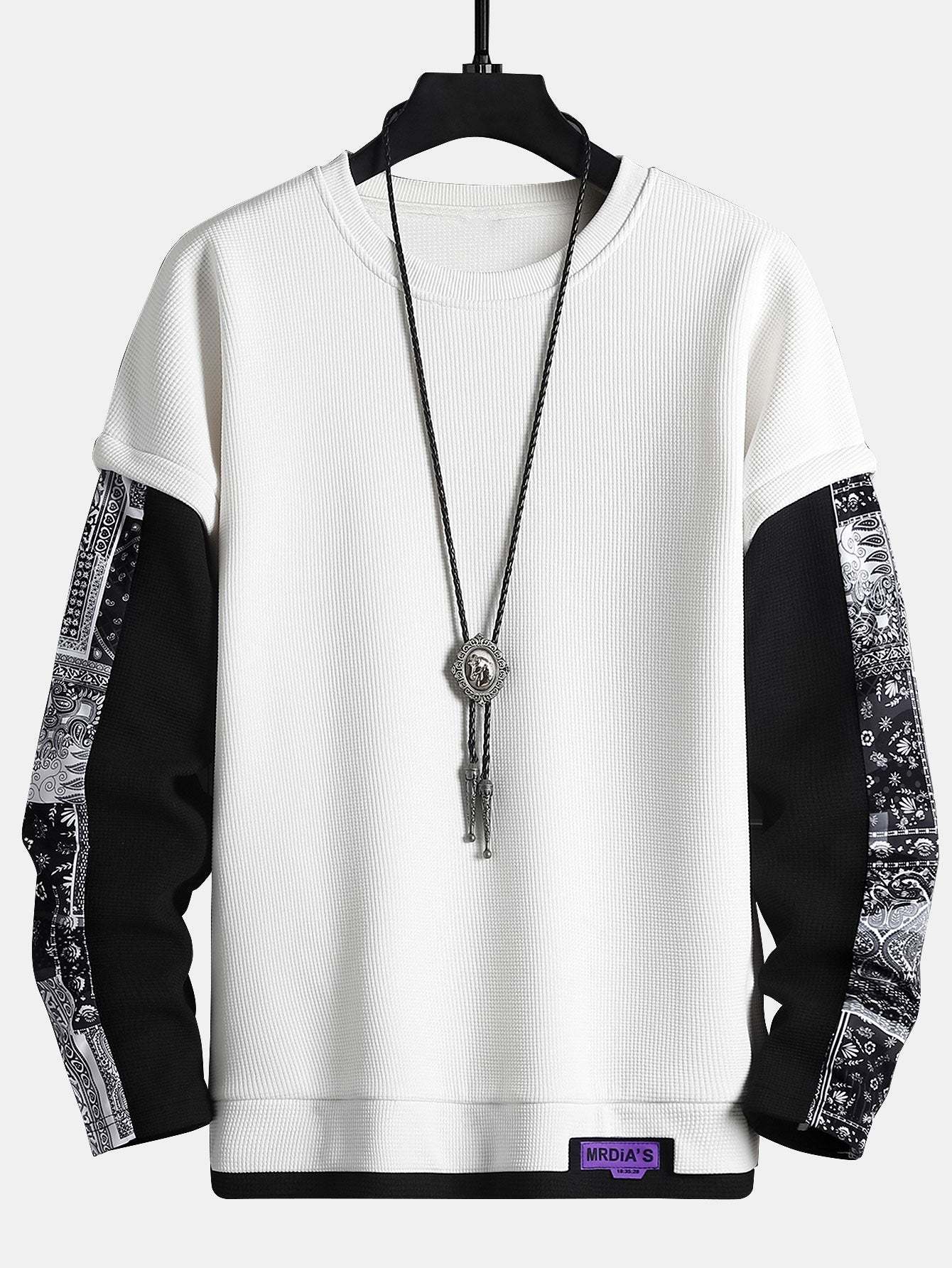 Paisley Print Double Layer Waffle Sweatshirt-Mitchell Shoes
