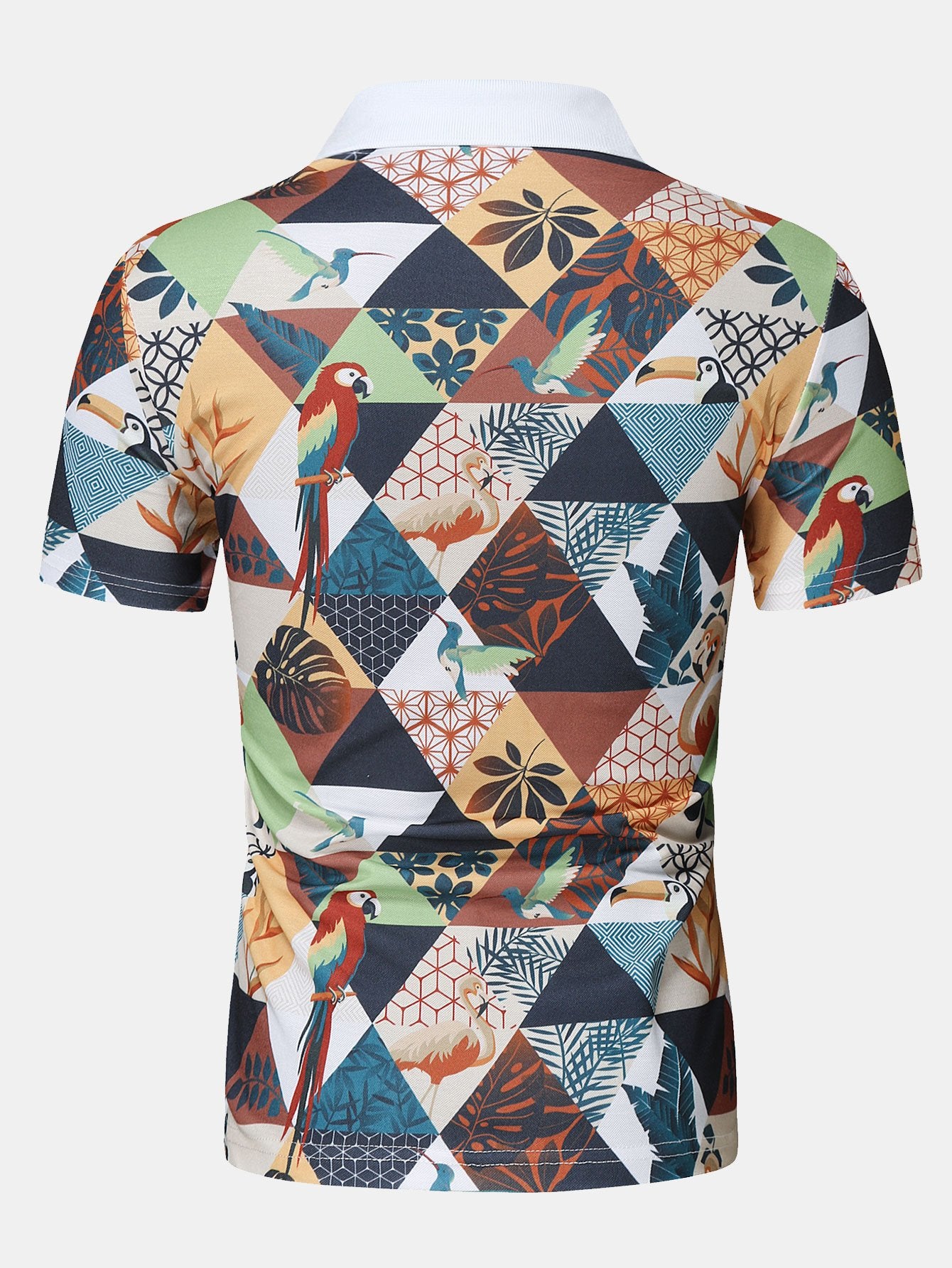 Flamingo Tropical Print Polo Shirt-Mitchell Shoes