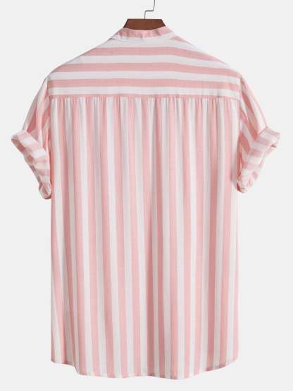Striped Stand Collar Shirt-Mitchell Shoes