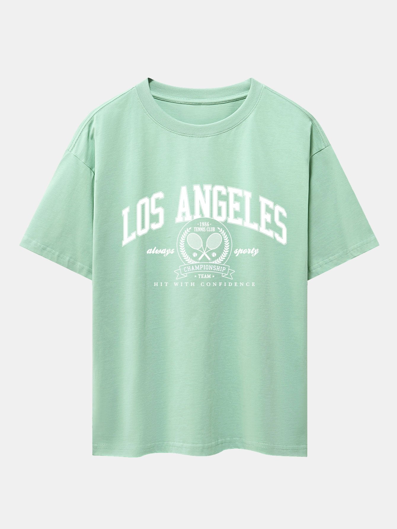 Los Angeles Tennis Print Drop Shoulder Oversize T-Shirt-Mitchell Shoes
