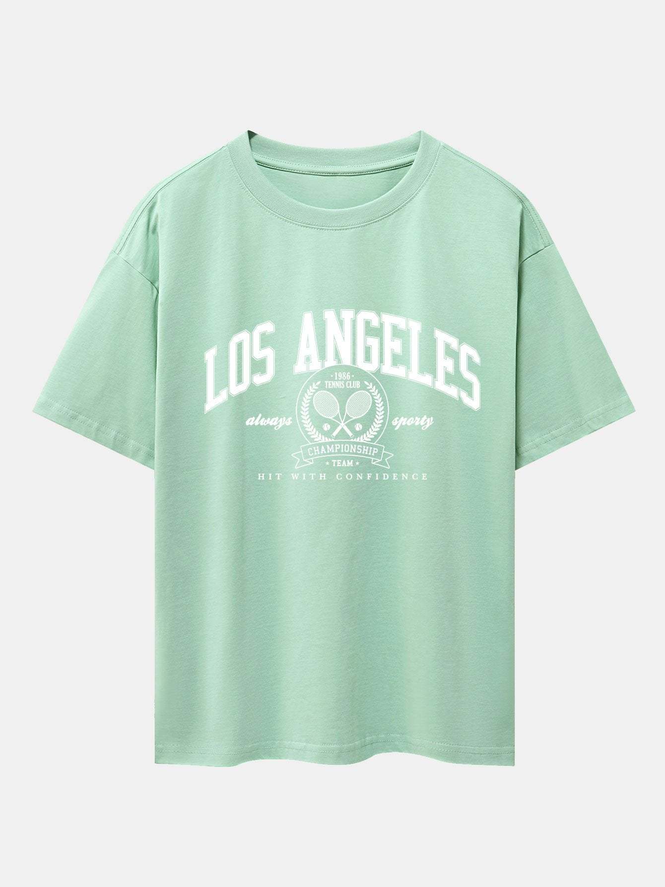 Los Angeles Tennis Print Drop Shoulder Oversize T-Shirt-Mitchell Shoes