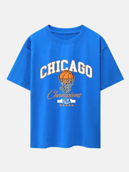 Chicago Basketball Print Oversize T-Shirt-Mitchell Shoes