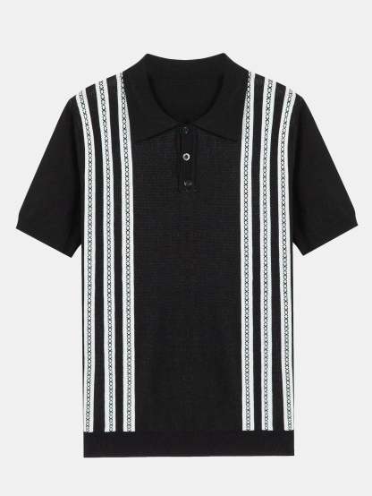 Striped Short Sleeve Sweater Polo-Mitchell Shoes