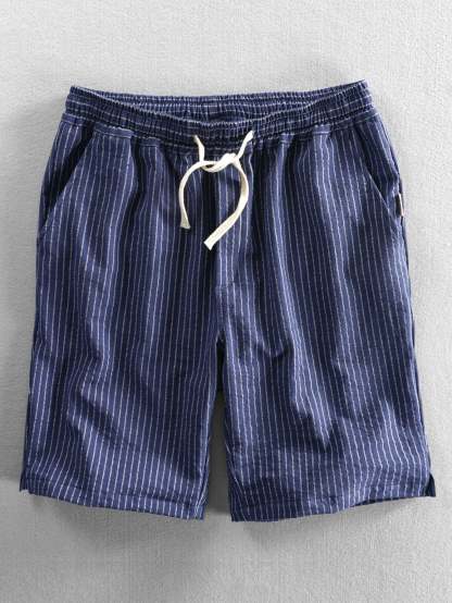 Cotton Drawstring Striped Shorts-Mitchell Shoes