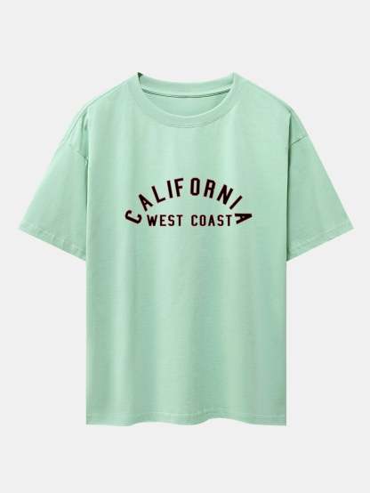 California Print Heavy Weight Drop Shoulder Oversize T-Shirt-Mitchell Shoes