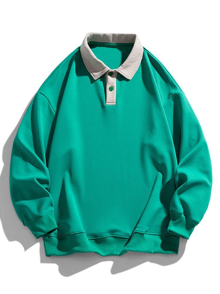 Relax Fit Contrast Waffle Polo Sweatshirt-Mitchell Shoes