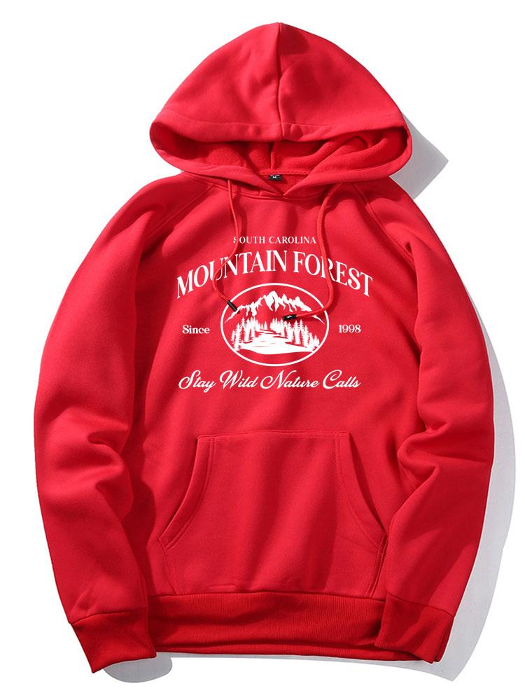 Mountain Slogan Print Hoodie-Mitchell Shoes