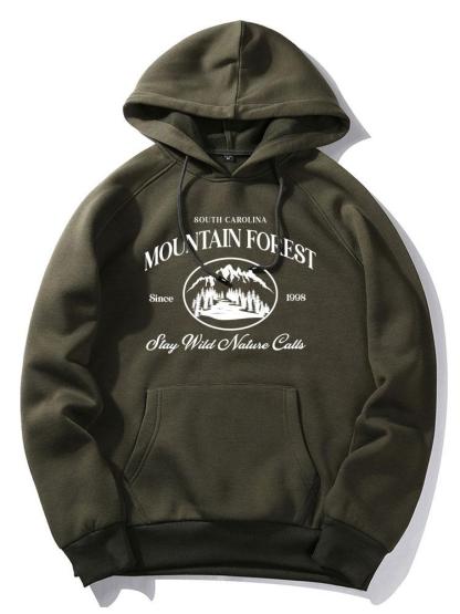 Mountain Slogan Print Hoodie-Mitchell Shoes