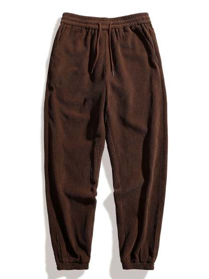 Drawstring Corduroy Jogger Pants-Mitchell Shoes